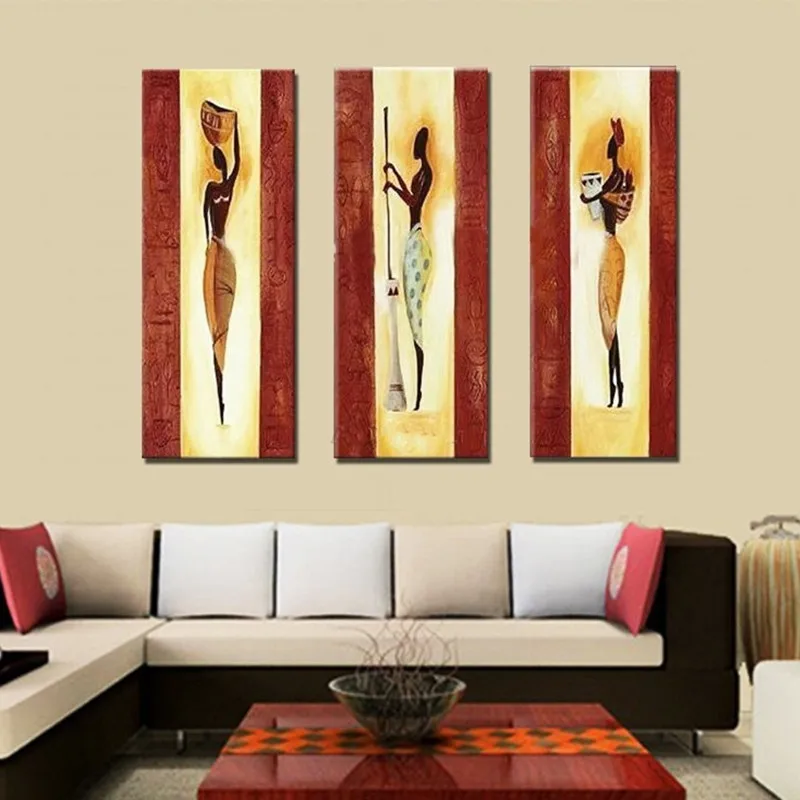 

3 Panel Wall Painting Hand Painted Abstract African Figure Oil Paintings on Canvas Home Decor Art Africa People Pictures Arts