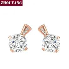 ZHOUYANG, высокое качество, Классическая простота, кубический цирконий, розовое золото, серьги, настоящий австрийский кристалл ZYE801 ZYE802