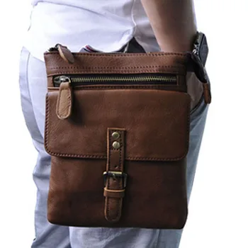 

Men Oil wax Leather Cowhide Belt Hook Fanny Waist Pack Bag Cell/Mobile Phone Cross Body Messenger Shoulder Bags