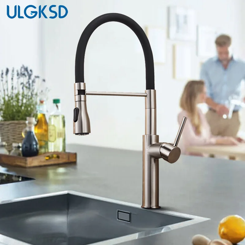 ULGKSD смесители для кухни серебристые с одной ручкой выдвижной кухонный кран с одним отверстием поворотная ручка 360 градусов смеситель для воды смеситель кран