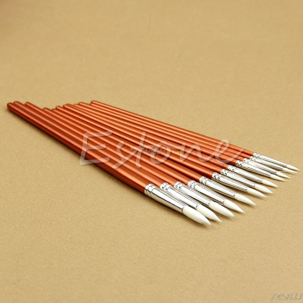 

12pcs Watercolors Brush Fine Red Pearl Wooden Paint Acrylic Oil Short Miniature Detail Painting Artists Brush Nail Artists Set