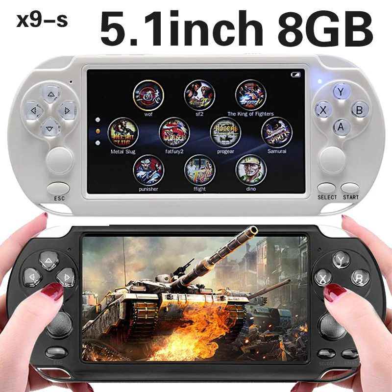 

X9-S X9 Upgraded Version 8GB 5.1Inch Double Rocker Video Game Console Retro Game Handheld Games Console Player Progress Save