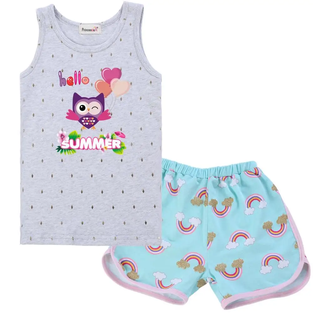 Baby Girls Clothes Flamingo Summer Children Clothes Shirt Shorts 2PCS Set Girls Clothing Sets Kids Suit Toddler Boy Clothes - Цвет: 6X1-T03T05-6Y1