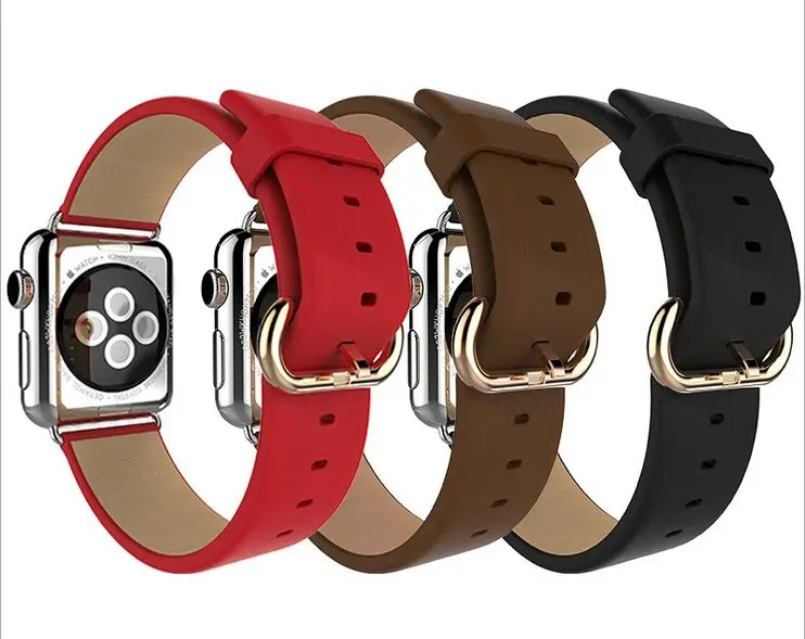 Goosuu Оригинальный алюминиевый кожаный ремешок с пряжкой для Apple Watch Sport часы группа