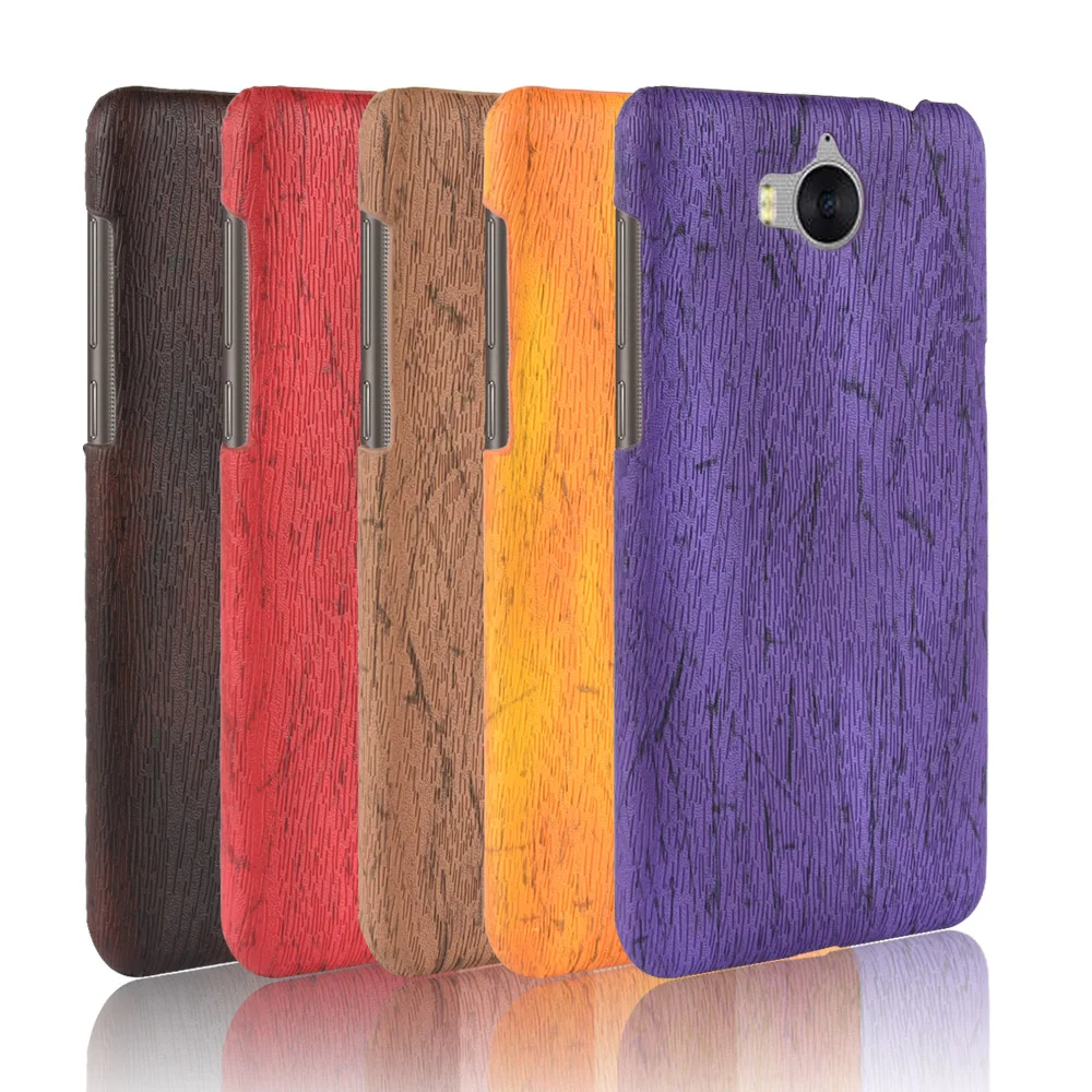 

For Huawei Y5 2017 Y5II Case Hard PC+PU Leather Retro wood grain Phone Case For Huawei Y6 2017 Y6II Cover Luxury Wood Case