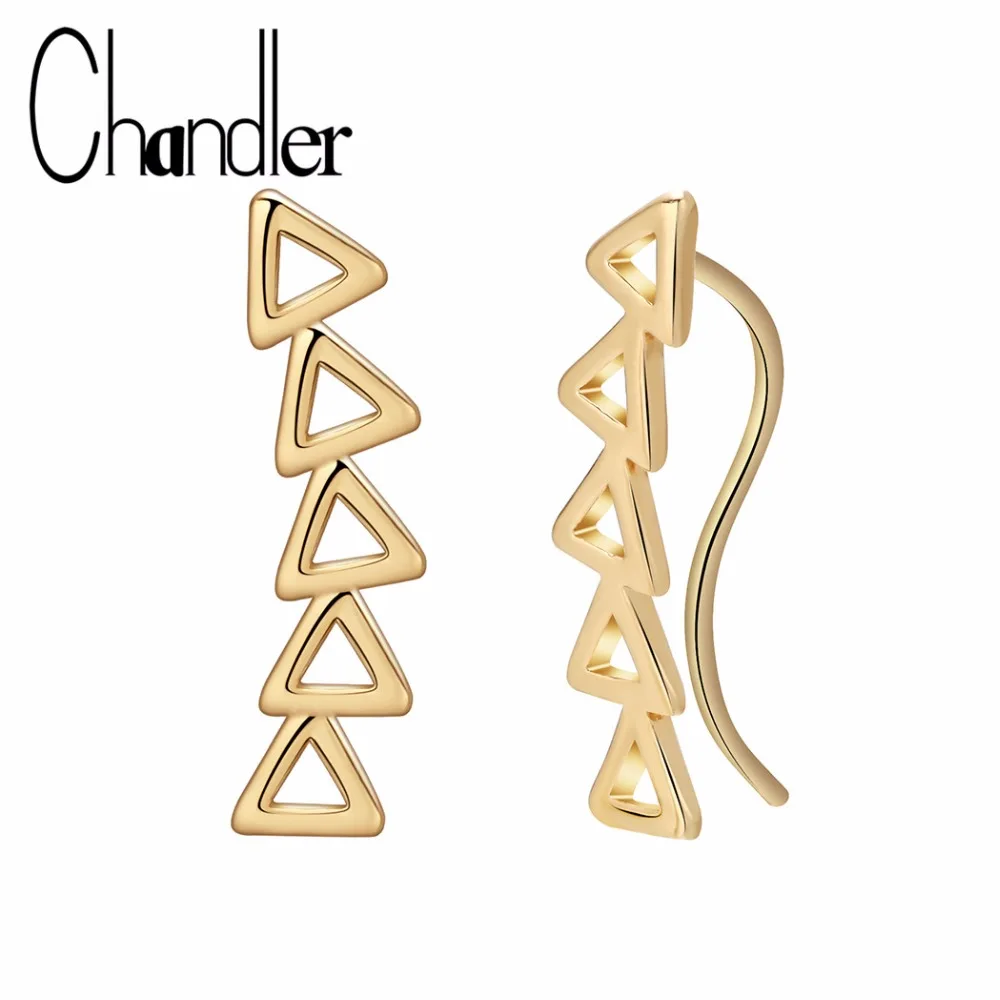 Женские золотые треугольные висячие серьги Chandler длинные из сплава с полыми
