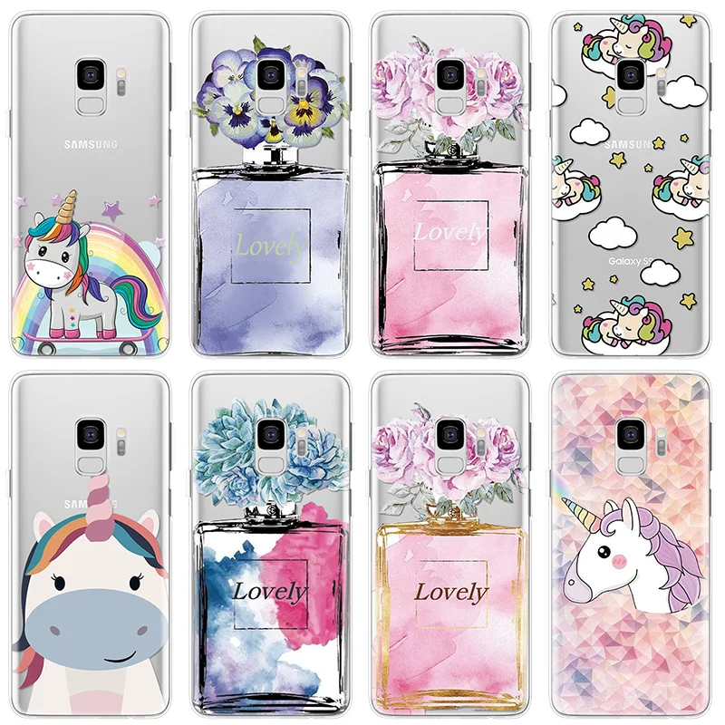 

Perfume Case For Samsung Galaxy A40 A30 A50 A70 A3 A5 A7 A6 A8 Plus S7 Edge S8 S9 S10 Plus Note 8 9 M30 M20 M10 Unicorn TPU Capa