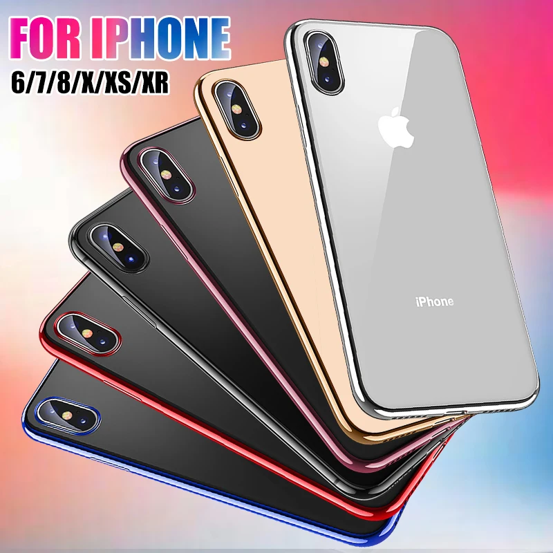 Роскошные ультра тонкий ТПУ чехол для iPhone XR X XS Max 6 7 8 плюс Чехол для телефона крышка прозрачная задняя покрытия защитной оболочки /мешок