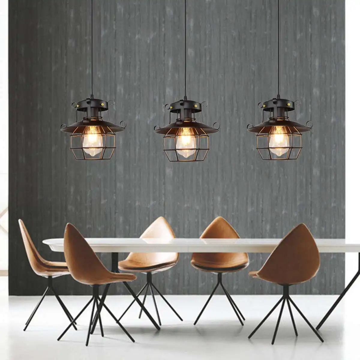 Barra de Luz Decoração da Sua Pingente Cozinha Retro Industrial Pendurado Lâmpada Luz Teto Luminárias Lustre Gaiola Edison Loft Moderno Casa E27 5 E27 barra de luz pingente cozinha retro