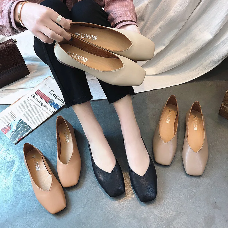 

Women Walking Shoes Spring Autumn Lightweight Pu Comfortable Trainers Students Girl Non-slip Peas Flat Casual Shoes