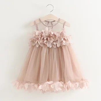 

Girls Dress Summer Mesh Girls Clothes Pink Applique Princess Dress Children Summer Clothes Baby Girls Dress toddler dresses