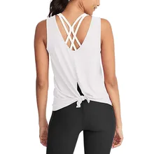 Майка для фитнеса Женская милая одежда для йоги Топ Глубокий v-образный вырез с вырезами открытое сзади рубашки с галстуком сзади Футболка женская рубашка Спортивная одежда