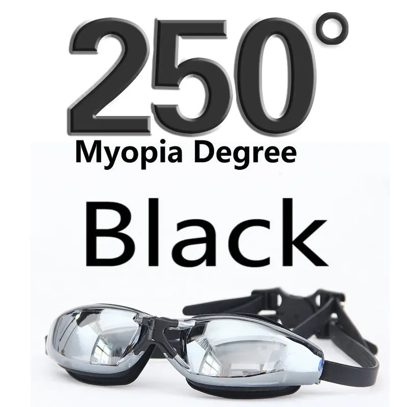 Мужские Женские Профессиональный близорукость Плавание ming очки для взрослых Водонепроницаемый гальванических Анти-туман УФ-защита Плавание очки - Цвет: Myopia 250 Black