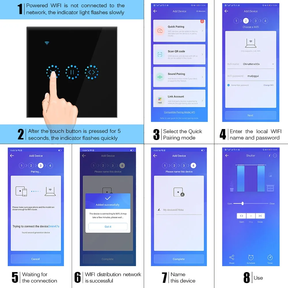 WiFi, электрические сенсорные жалюзи, переключатель занавесок, приложение, голосовое управление от Alexa Echo AC110-250 V, для механических ограничительных жалюзи, мотор, ЕС, США