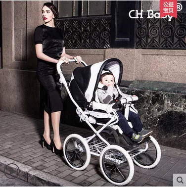 Роскошная детская кожаная Коляска 2 в 1 с люлькой|carriage baby strollers|carriage strollerpushchair stroller