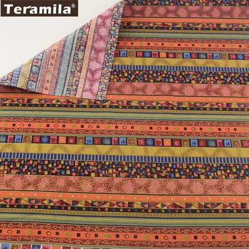 

TERAMILA Cotton Linen Fabric Sewing Material Tissu Tablecloth Pillow Bag Curtain Cushion Pillow Zakka Print Clssical Designs