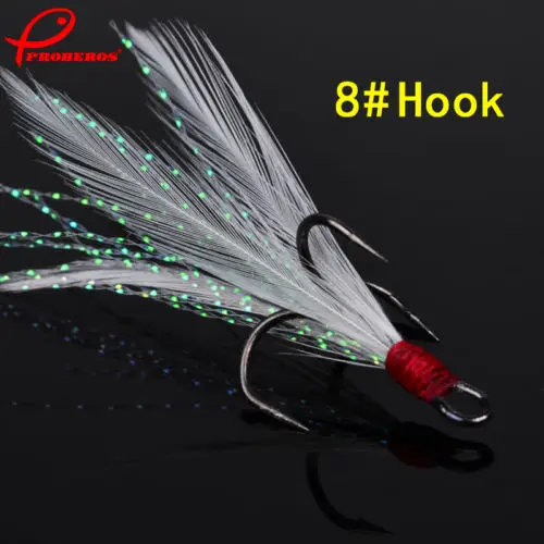 Tackle Carbon Steel 3 hook Crank Baits Fishing Hooks Lures Treble with Feather