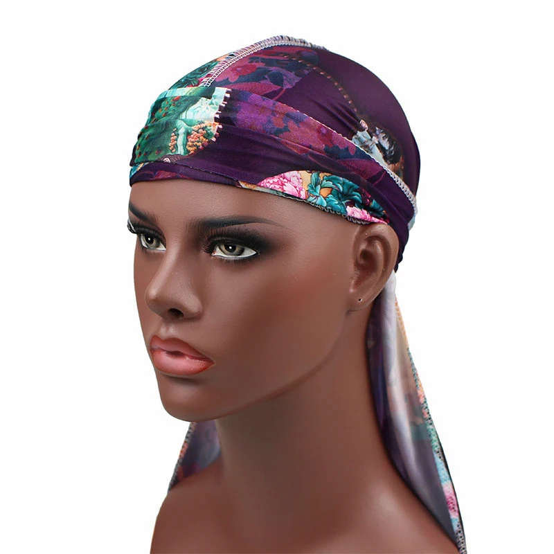 Мужские шапки унисекс DuRag с цветочным принтом тюрбан аксессуары для волос