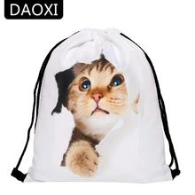 DAOXI милый кот шнурок сумки 3D животных печатных модные девушки рюкзаки DXSKD-39