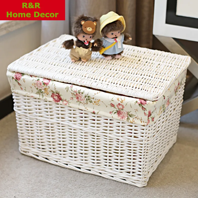 R & R BLANCO PEQUEÑO Con Tapa juguete de tela para la ropa Sucia Cesto