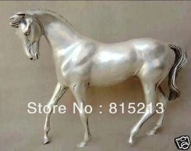 

China Chinese Animals Tibet Silver Horse Statue 22CM