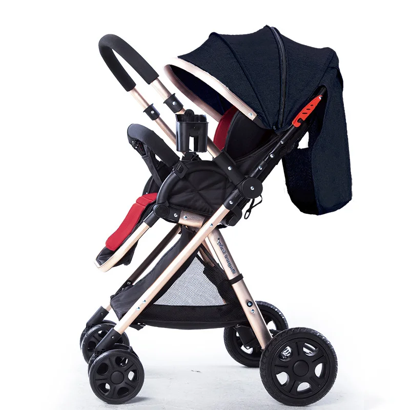 

High landscape baby stroller ultra light can sit and fold folding bi-directional four-wheel shock-absorbing baby stroller