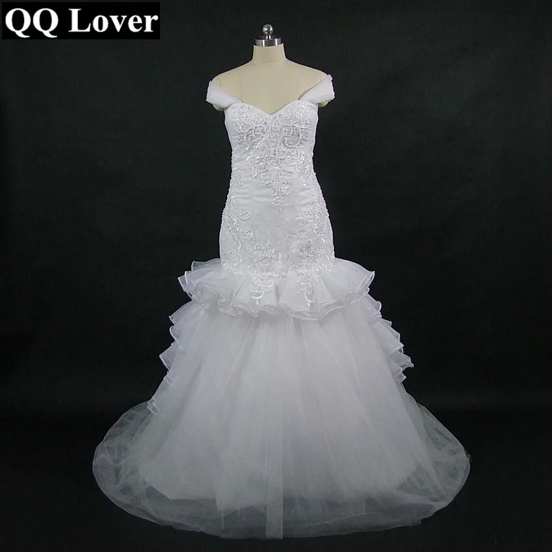 

QQ Lover 2019 New African Mermaid Off The Shoulder Lace Wedding Dress Custom-made Plus Size Bridal Gown Vestido De Noiva