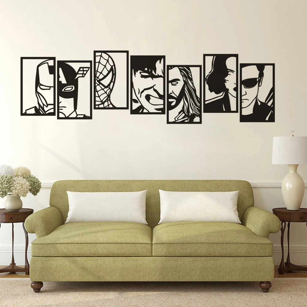 

Superhero Wall Decal Avengers Design Wall Mural Hero Iron Man Spiderman Wall Sticker Thor Hulk Vinyl Boys Room Decor AY1607