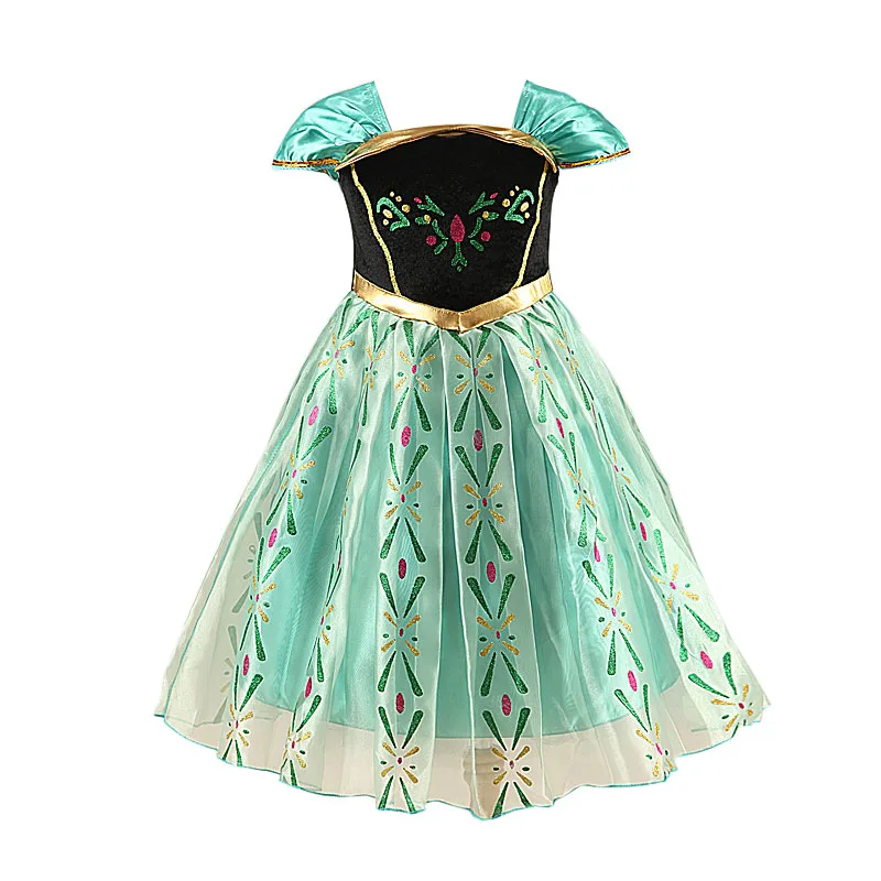 Tiange/высококачественное длинное платье для девочек на свадьбу; костюмы для детей; праздничное платье принцессы с От 3 до 12 лет для малышей; детская накидка; детская одежда с изображением Анны - Цвет: Бежевый