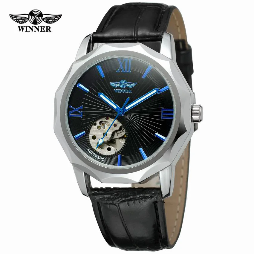 Winner Blue Exotic Dodecagon мужские часы с геометрическим циферблатом лучший бренд