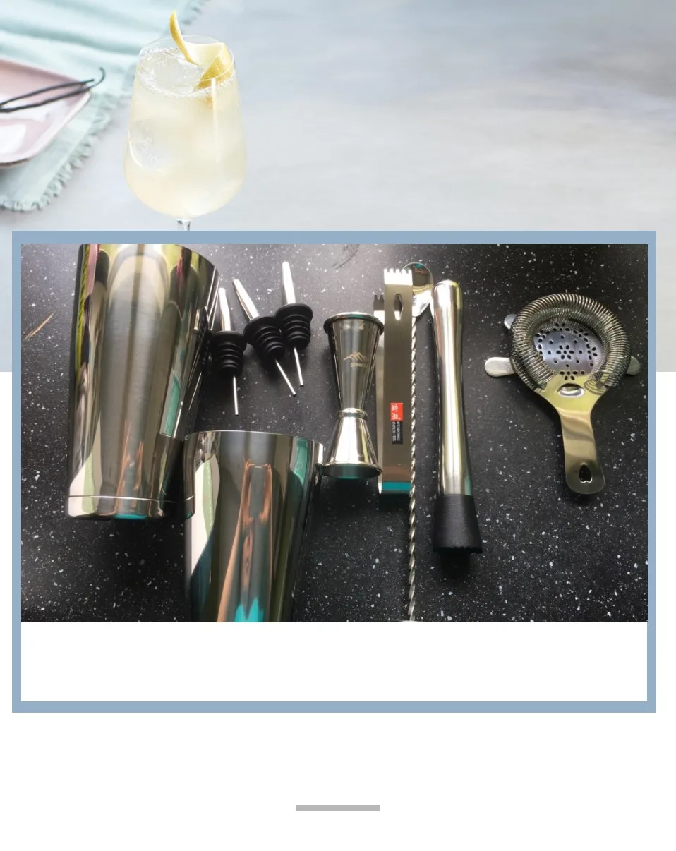 Премиум инструмент для коктейлей/барная посуда/Набор инструментов-набор бармена включает в себя Бостонский шейкер, джиггер, ложку, Pourer, Muddler& Ice tong
