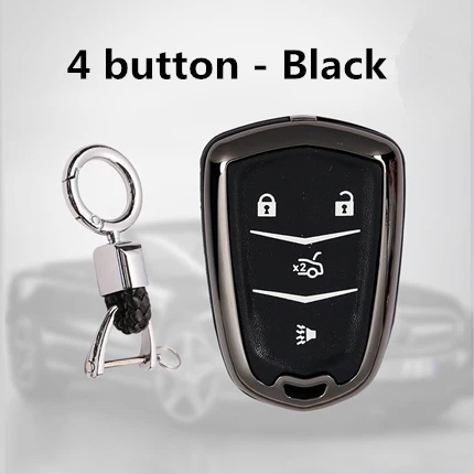 Цинковый сплав на кожаном ремешке, Автомобильный ключ с кнопкой чехол с откидной крышкой для Cadillac CT6 ATS-L XT5 XTS ats, CTS кадилака SRX от СП) 6BT BLS - Название цвета: 4 button black