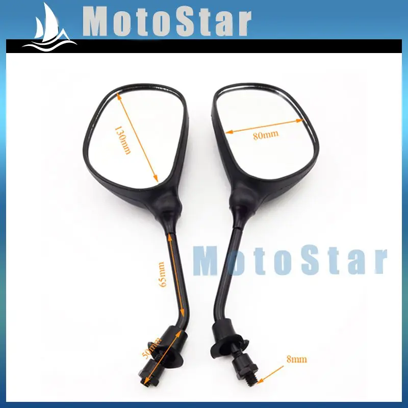 

8mm Rearview Rear View Left + Right Side Mirror For 4 Wheeler ATV Quad Pit Dirt Motor Bike Moped Scooter Motorcycle