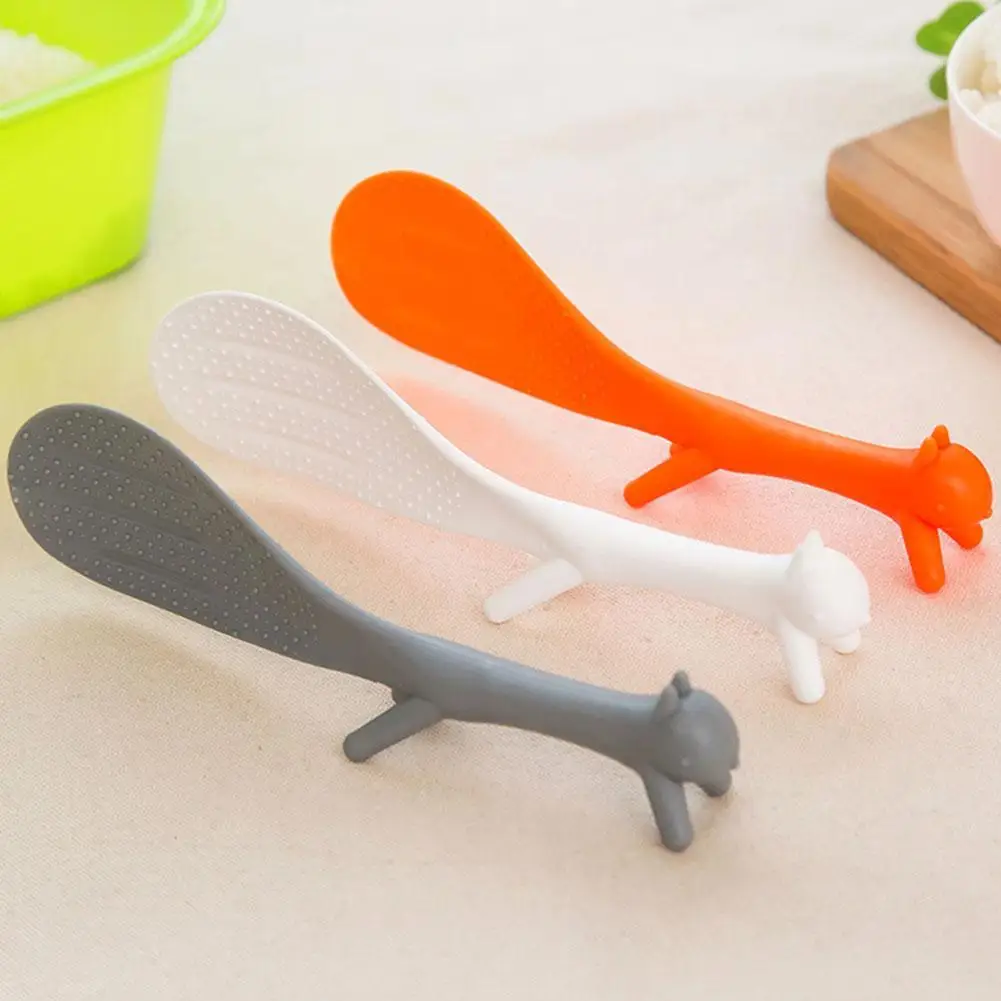 

1Pc Korean Cute Fashion Squirrel Shaped Standable Non Stick Rice Paddle Meal Spoon Kitchen Supplie Random Color