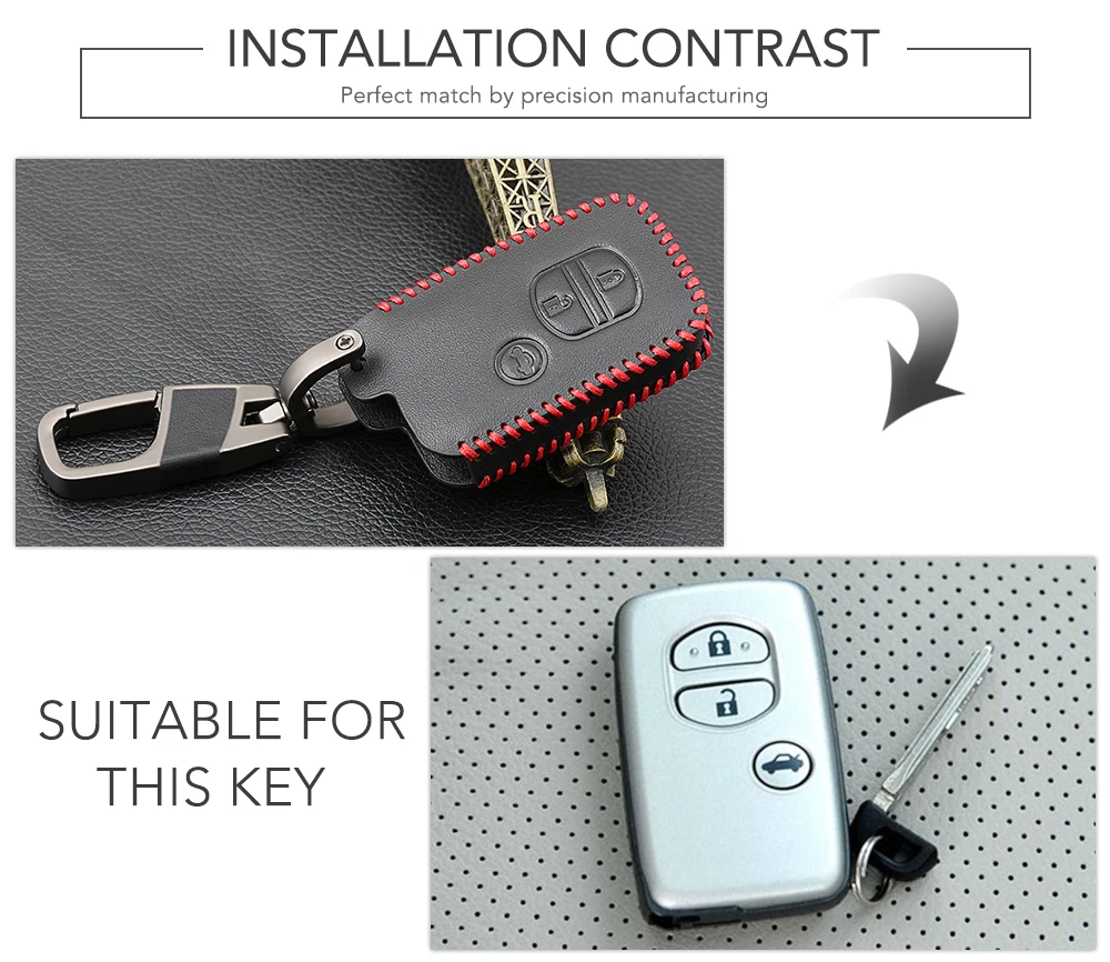 Genuine Leather Car Key Case Cover Keychain Holder for Toyota Land Cruiser Prado 150 Camry Prius Crown for Subaru Foreste XV