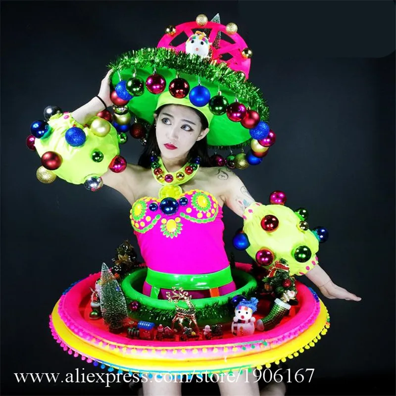 Nightclub DS Christmas colorful fluorescent GOGO Christmas costume dance team atmosphere show costumes02