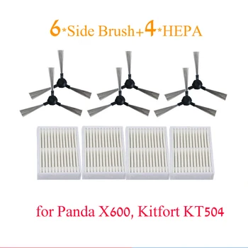 

10pcs/lot Robot Vacuum Cleaner Parts HEPA Filters for Panda X600 Kitfort KT504 Robotic Side Brush*6+HEPA Filter*4