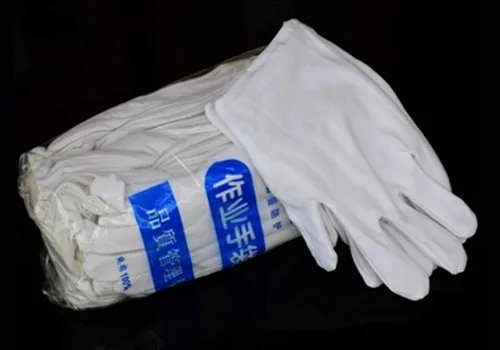Хлопок белые перчатки церемониальные перчатки Водителя Ювелирные Полные хлопчатобумажные перчатки сосать руки пот анти-отпечатков пальцев 12 пар/лот