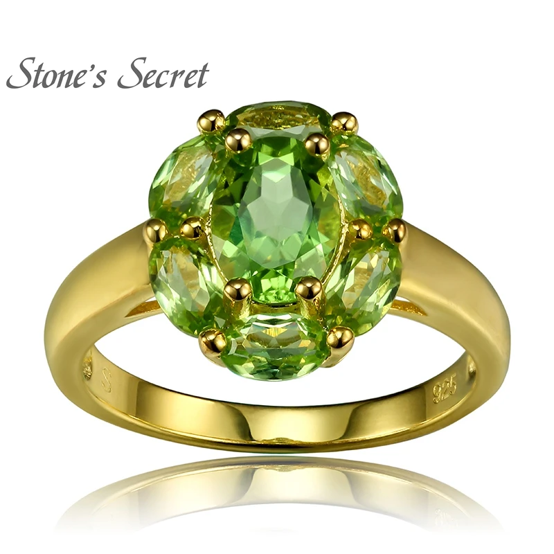 

2.27ctw Oval Manchurian Peridot 18k Gold Over Silver Ring - STZ646