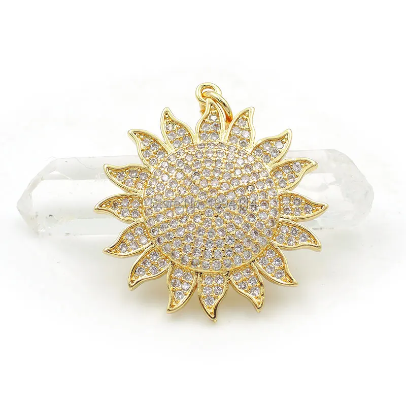 27*25*3 мм Micro Pave Clear CZ украшения в виде солнца подходят для изготовления DIY браслеты или ожерелья ювелирные изделия