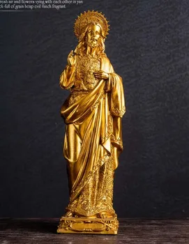 

30CM wholesale Catholic Christian supplies # Religious Holy God Christ Jesus Jehovah bless golden art statue