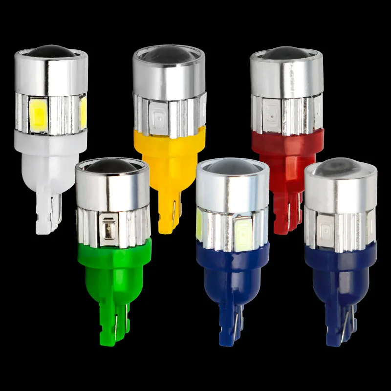 10 шт. высокое качество T10 6 SMD 5630 светодиодный объектив проектора авто Клин лампа
