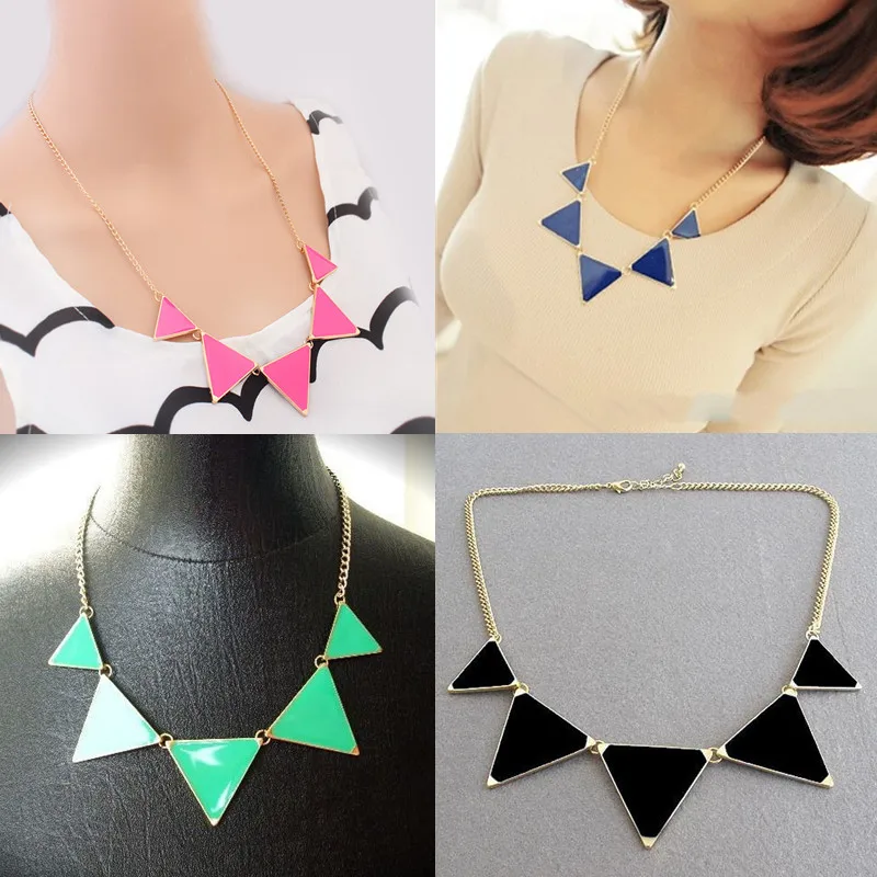 

LNRRABC kolye Chain Necklace Women Necklaces Triangle Punk Collar Sweater Chain Short Choker Necklaces Ladies Fashion Jewelry
