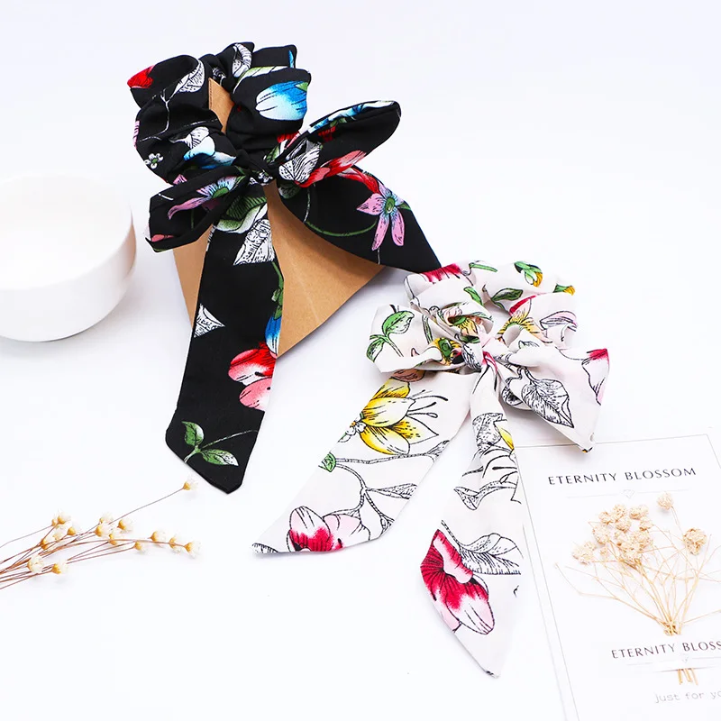 

Bohemian Chiffon Printing Hair Scrunchies Fashion Fabric Hair Ring For Women Ponytail Holder Tie Rubber Hair Rope Hair Ornament