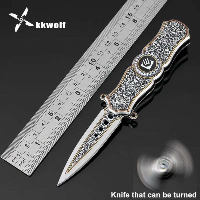 Günstig KKWOLF Neueste Drehen Taschenmesser Überleben Jagd Camping Messer Tragbare Freien Taktische Messer Drehbare Multi Werkzeug