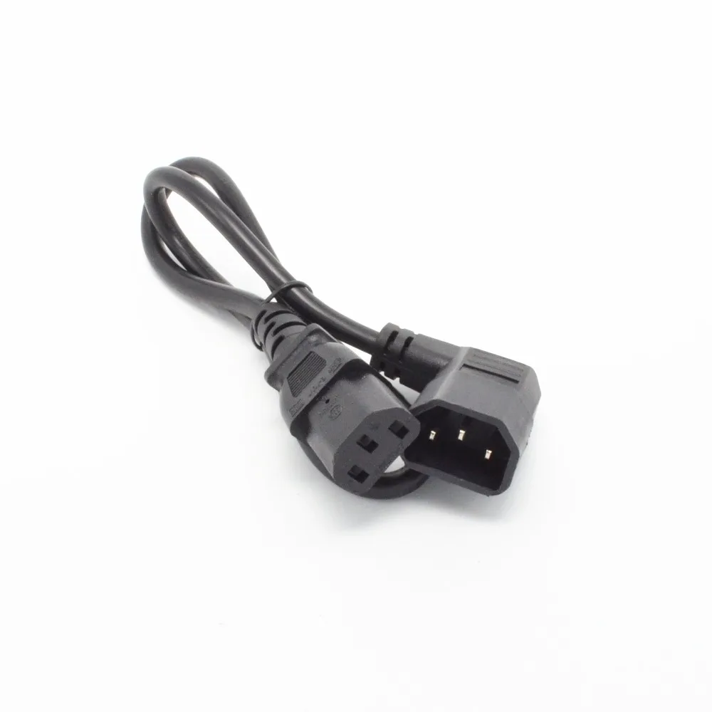 60 см длина правый Угловой IEC 320 C14 папа к C13 Женский Шнур удлинитель питания кабель