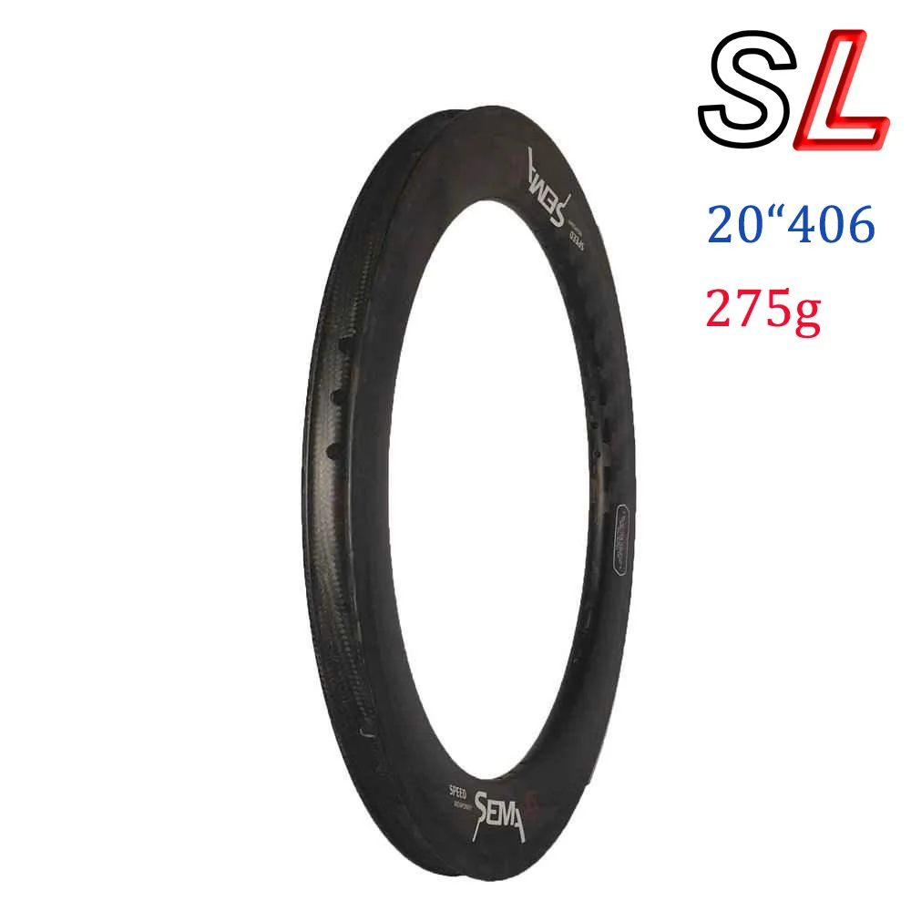 

SEMA full T800 carbon rim 275g weight 2017 new 20inch 406 50mm depth rim for BMX carbon fiber rims super light 2 rims