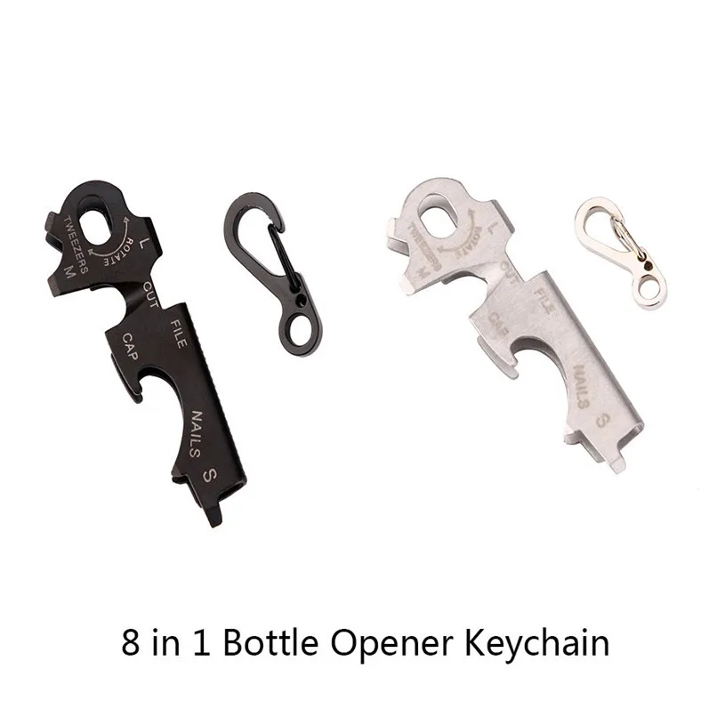 

NEW 8 in 1 Bottle Opener Keychain Keyring Gadget multitool Key Clip Black CP Wholesales Free shipping 30RJL17 #1T3