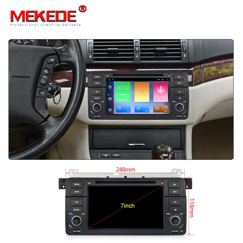 2+ 32G 7 дюймов Android 9 для bmw E46, M3, автомобильный dvd, gps навигация, wifi, BT, canbus, радио, RDS, четырехъядерный, 1024x600, поддержка obd2, dvr