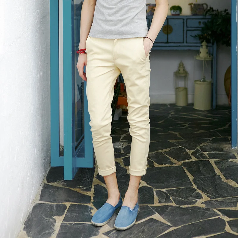 Free Shipping 2013 spring and summer slim light blue casual pants male